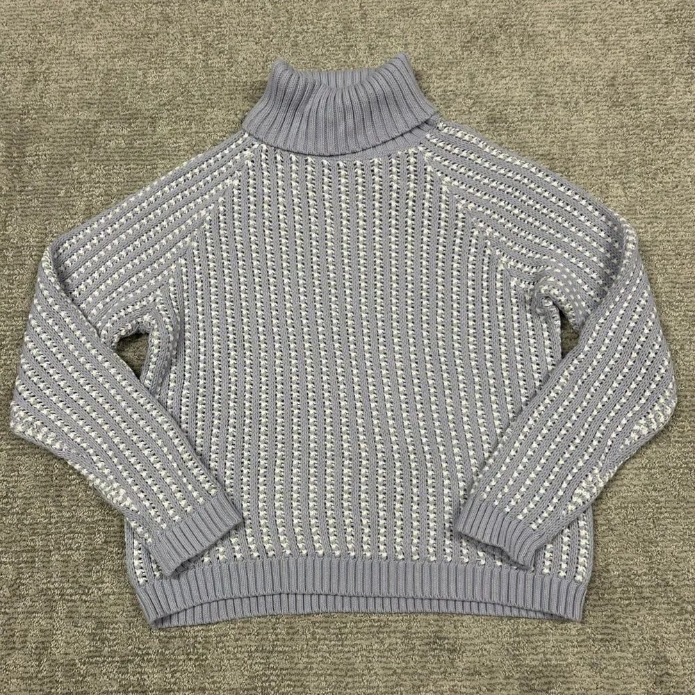 Haven Well Within Sweater Womens Large Open Knit Chunky Turtleneck Lavender New - Picture 2 of 9